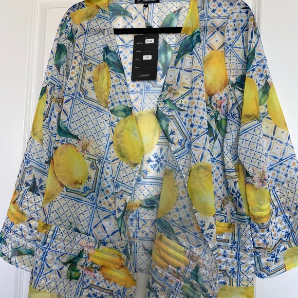 Orange Fashion Village Sheer 100% Polyester Jacket with Lemons - Picture 3 of 6
